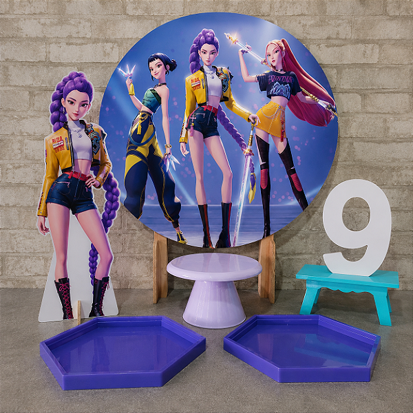 Alugue Tema Para Festa na Mesa Decoração Guerreiras do k-pop ( modelo 02)