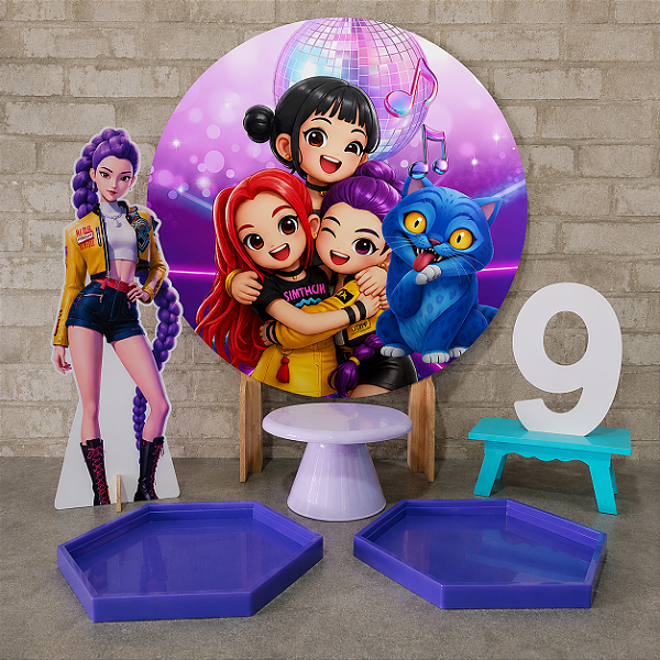 Alugue Tema Para Festa na Mesa Decoração Guerreiras do k-pop ( modelo 03)