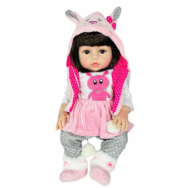 Boneca Bebe Reborn Silicone Caroline Coelho Morena - 48cm