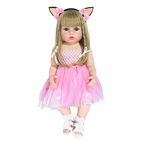 Boneca Bebe Reborn Princesa Silicone Mariana Loira - 55cm