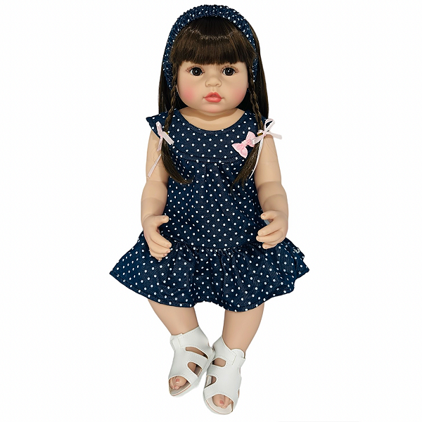 Boneca Bebe Reborn Princesa Silicone Mariana Azul - 55cm