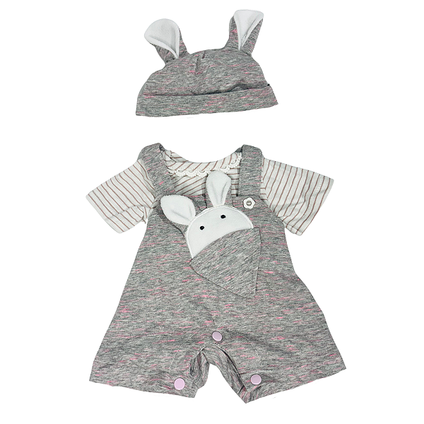 Conjunto Macacão Coelho Boneca Bebe Reborn  - 48Cm