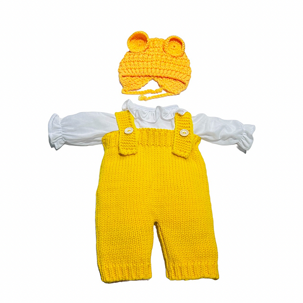 Conjunto Macacão Amarelo Boneca Bebe Reborn  - 55Cm