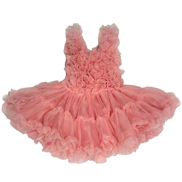 Vestido Rosa Com Babados Boneca Bebe Reborn  - 55Cm