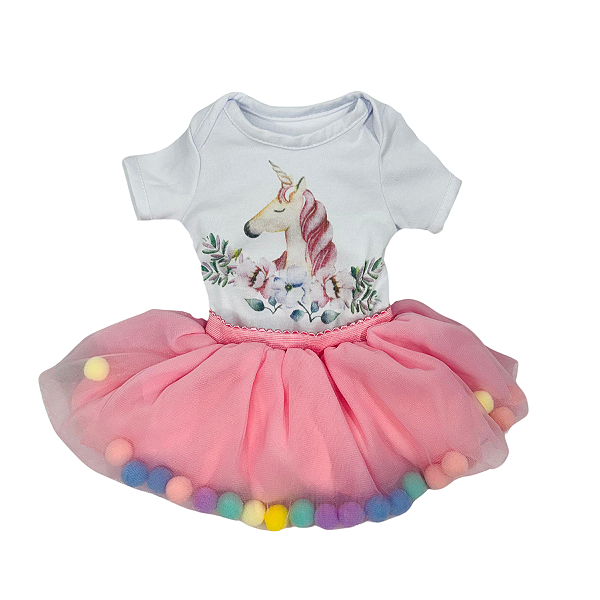 Conjunto Unicórnio Boneca Bebe Reborn  - 55Cm