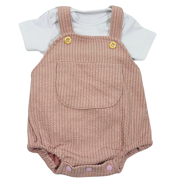 Conjunto Macacão Rosa Claro Boneca Bebe Reborn - 60Cm