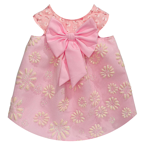 Vestido Rosa Com Glitter Boneca Bebe Reborn - 55Cm
