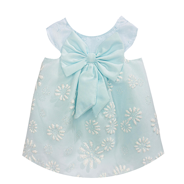 Vestido Azul Com Glitter Boneca Bebe Reborn - 55Cm