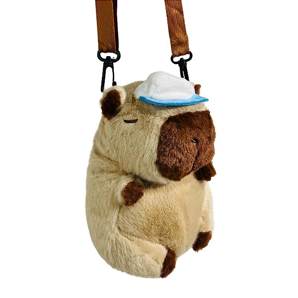 Bolsa de Pelúcia com Formato de Capivara Usando Chapéu