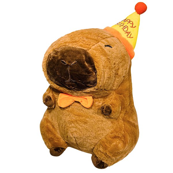 Pelúcia Capivara com Chapéu de Aniversário