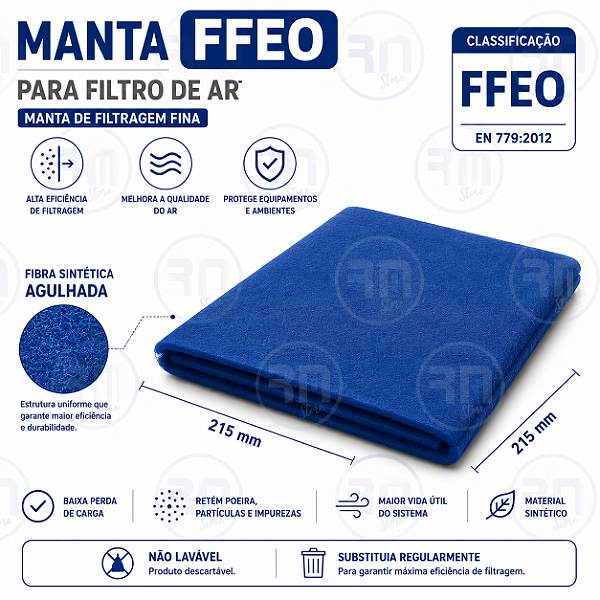 Manta filtrante fina FFEO 215 x 215 mm (10 peças)