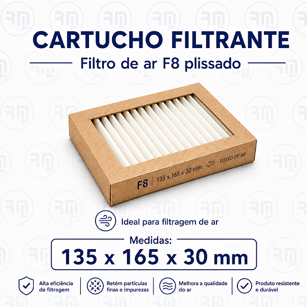 Filtro Cartucho fino F8 plissado 135 X 165 X 30 mm