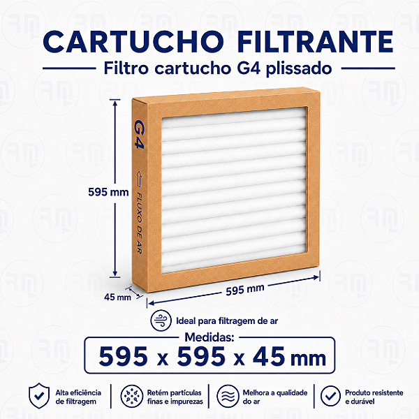 Filtro Cartucho G4 plissado 595 X 595 X 45mm MANTA G4