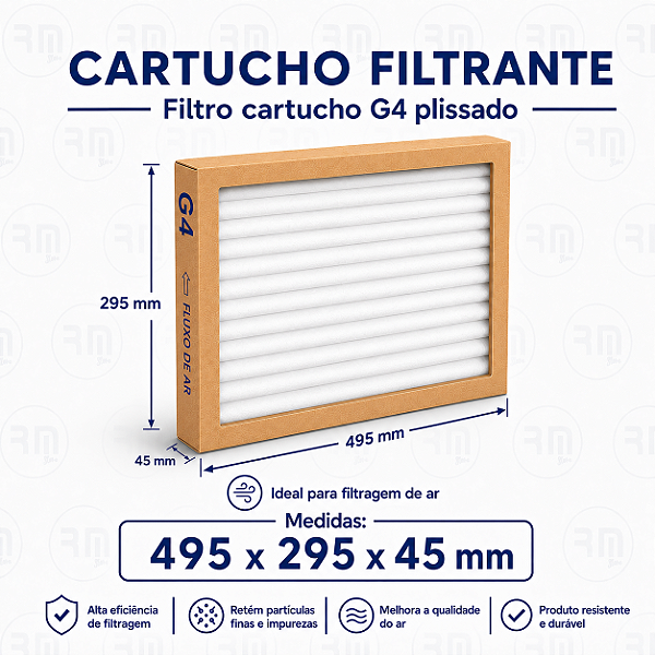 Filtro Cartucho G4 plissado 495 X 295 X 45mm MANTA G4