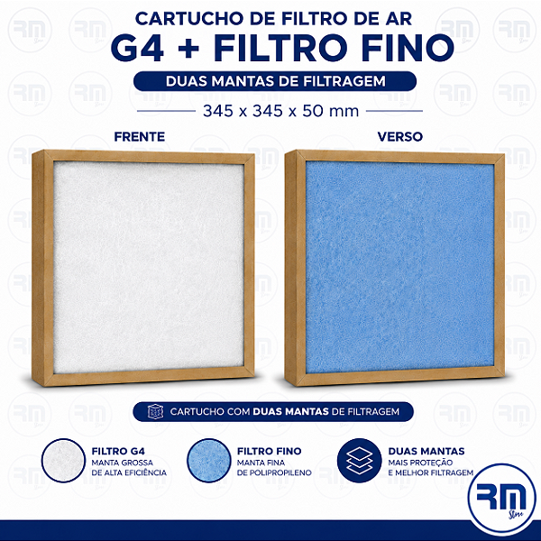 Filtro Cartucho 345 X 345 X 50mm MANTA G4 + manta fina FFEO
