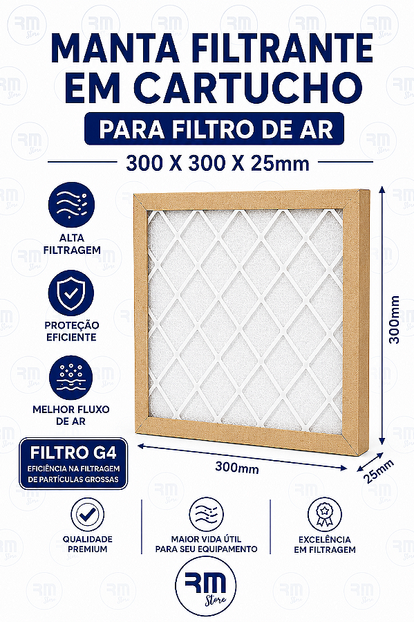 Filtro Cartucho 300 X 300 X 25 mm MANTA G4