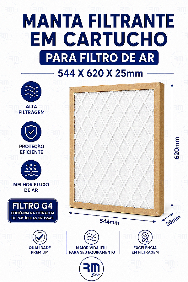 Filtro Cartucho 544 X 620 X 25 mm MANTA G4 BRANCA