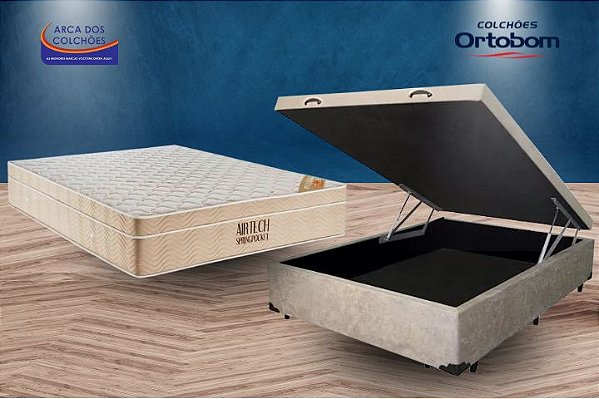 Conjunto baú casal 1,38 (colchão airtech ortobom+ Baú df premium trad. 46cm)