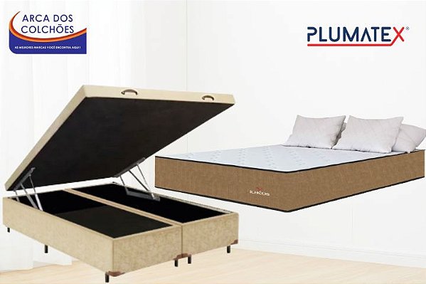 Conjunto Box baú Queen 158 x198 (Colchão Ilhéus Plumatex + Box baú df preium tradicional 46cm)