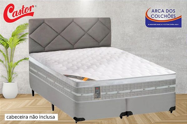 Conjunto box King size 1,93x2,03 colchão Castor Premium Gel Pocket + Base Box  df premium 1,93x2,03- cabeceira não inclusa