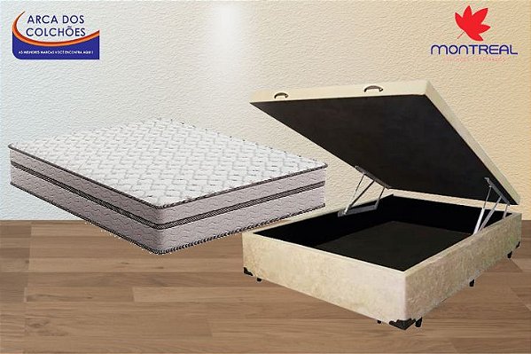 conjunto box baú casal 138x188 (colchão roma montreal + Baú df premium trad.46cm)