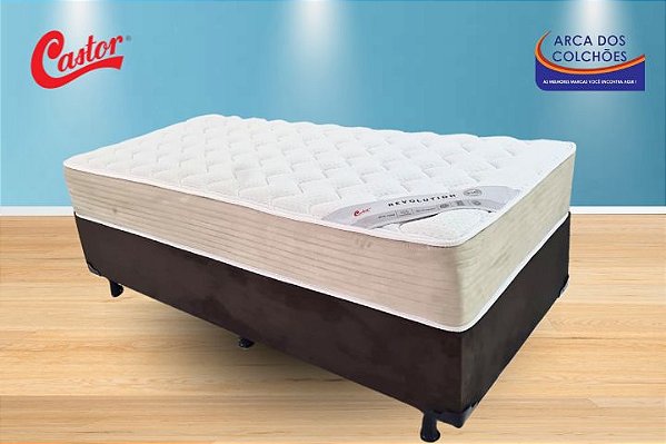 colchão solteiro revolution tecnopedic castor + base box solteiro df premium