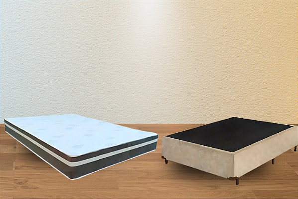 Conjunto box casal 1,38x1,88 (colchão Aquila 2 Montreal + Base Box Df Premium)