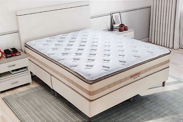 conjunto Queen 1,58(Colchão Splendor Top Orthocrin +Base Box Df Premium)