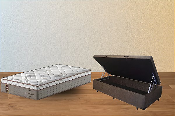 Conjunto baú solteiro 88x1,88 (colchão cameron probel+Baú df premium trad. 46cm)