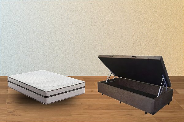 Conjunto baú solteirão 1,08x1,98 (colchão roma montreal + baú df premium trad. 46cm)