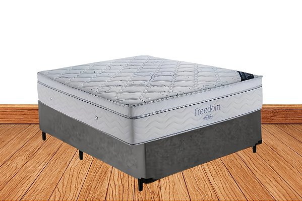 Colchão New Freedom+ Base Box Casal Suede Cinza