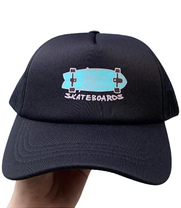 Boné trucker lelo preto com logo azul