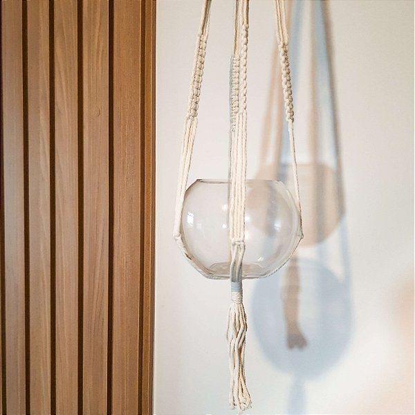 Cachepot Pendente em Vidro Estilo Macramê