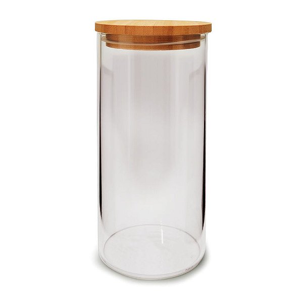 Pote hermético de vidro com tampa de bambu para macarrão, espaguete - YOI (1650 ML)