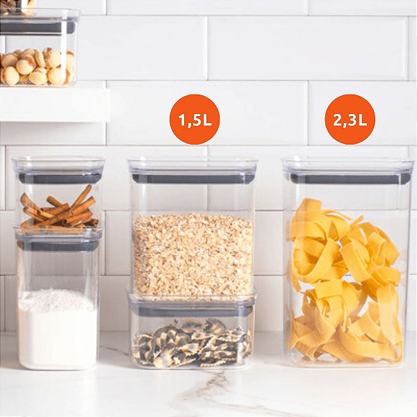 Pote Hermético Organizador Retangular 1,5 L Transparente Block - OU