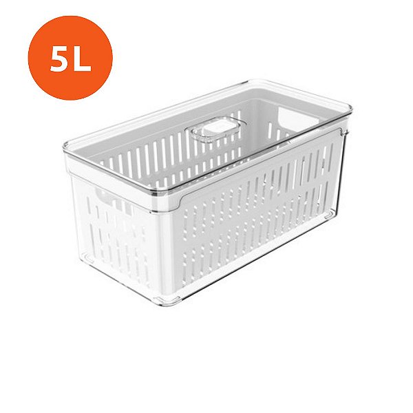 Pote Organizador Geladeira c/ Tampa e Cesto 5L Clear Fresh - OU