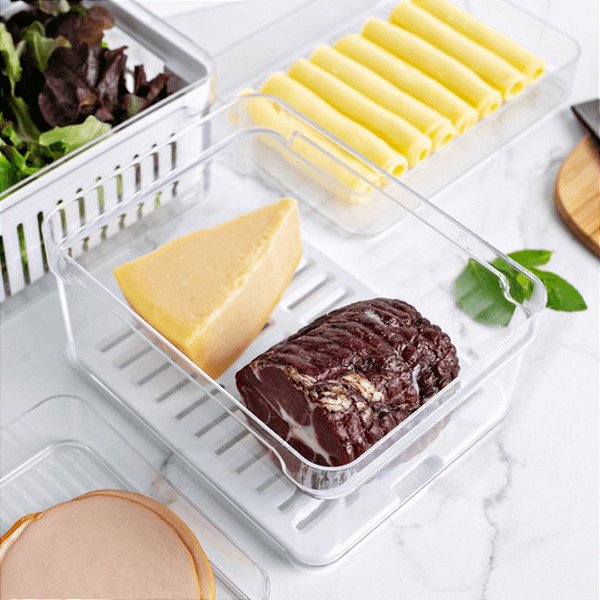 Pote Organizador Geladeira c/ Tampa e Bandeja 2,2L Clear Fresh - OU