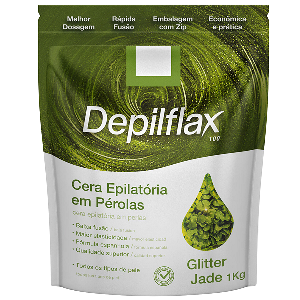Cera Depilatória Em Pérolas Glitter Jade Depilflax 1kg