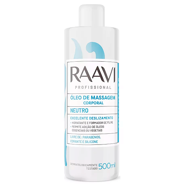 Óleo Profissional Neutro Para Massagem Corporal 500ml Raavi