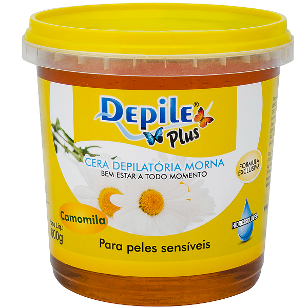 Cera Depilatória Camomila Hidrossolúvel Depile Plus 600g