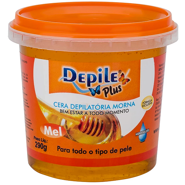 Cera Depilatória Mel Hidrossolúvel Depile Plus 290g Vegana