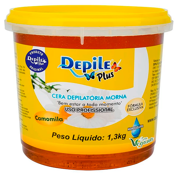 Cera Depilatória Camomila Hidrossolúvel 1,3kg Depile Plus