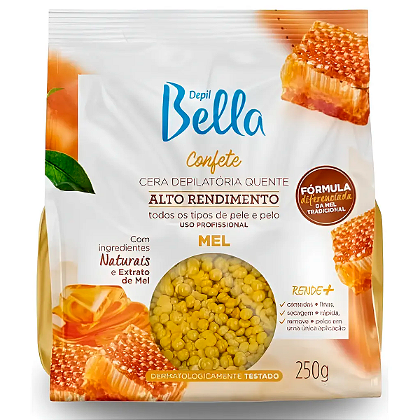 Cera Depilatória Confete Mel Alto Rendimento Depil Bella250g