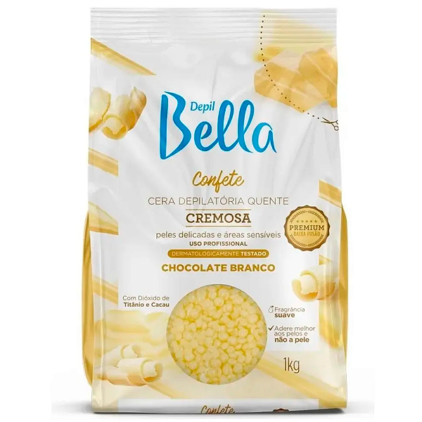Cera Depilação Corpo Chocolate Branco Pérola Depil Bella 1kg