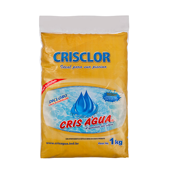 Cloro Granulado para Piscina Estabilizado em Pó Dicloro Cris Água 1 kg 60% Cloro Ativo