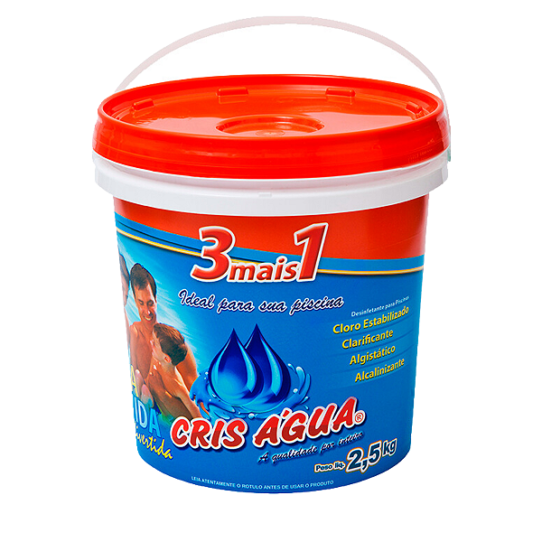 Cloro Granulado em Pó 3 + mais 1 para Piscina Cris Água 2,5 Kg 51% Cloro Ativo