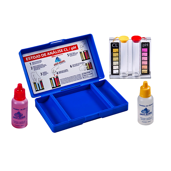 Kit Estojo de Teste para Piscina pH e Cloro Cris Água 23ml