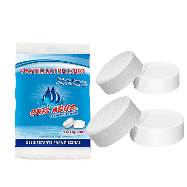 4 Pastilhas de Cloro Tricloro 200g Para Piscinas Cris Água