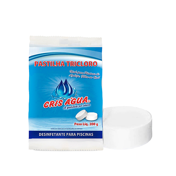 Pastilha de Cloro Tricloro 200g Cris Água Para Piscinas - 1 unidade