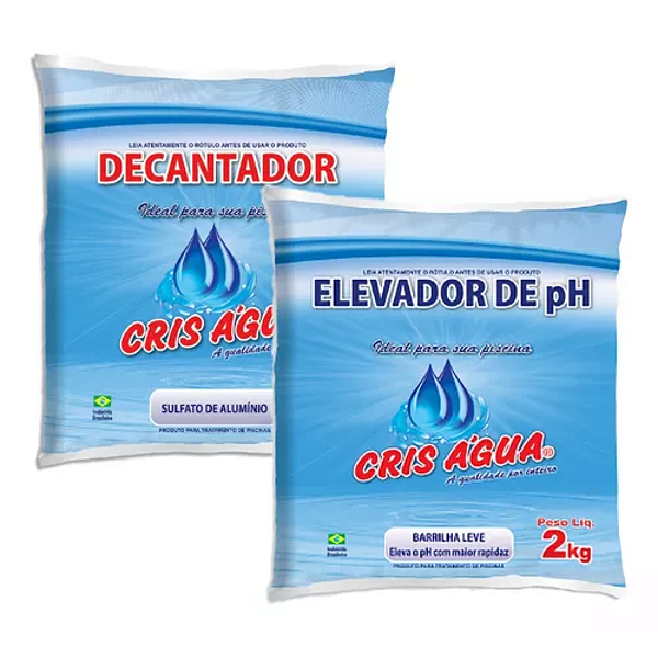 Kit Limpeza 1 Barrilha 2kg + 1 Sulfato de Alumínio 2kg Cris Água.